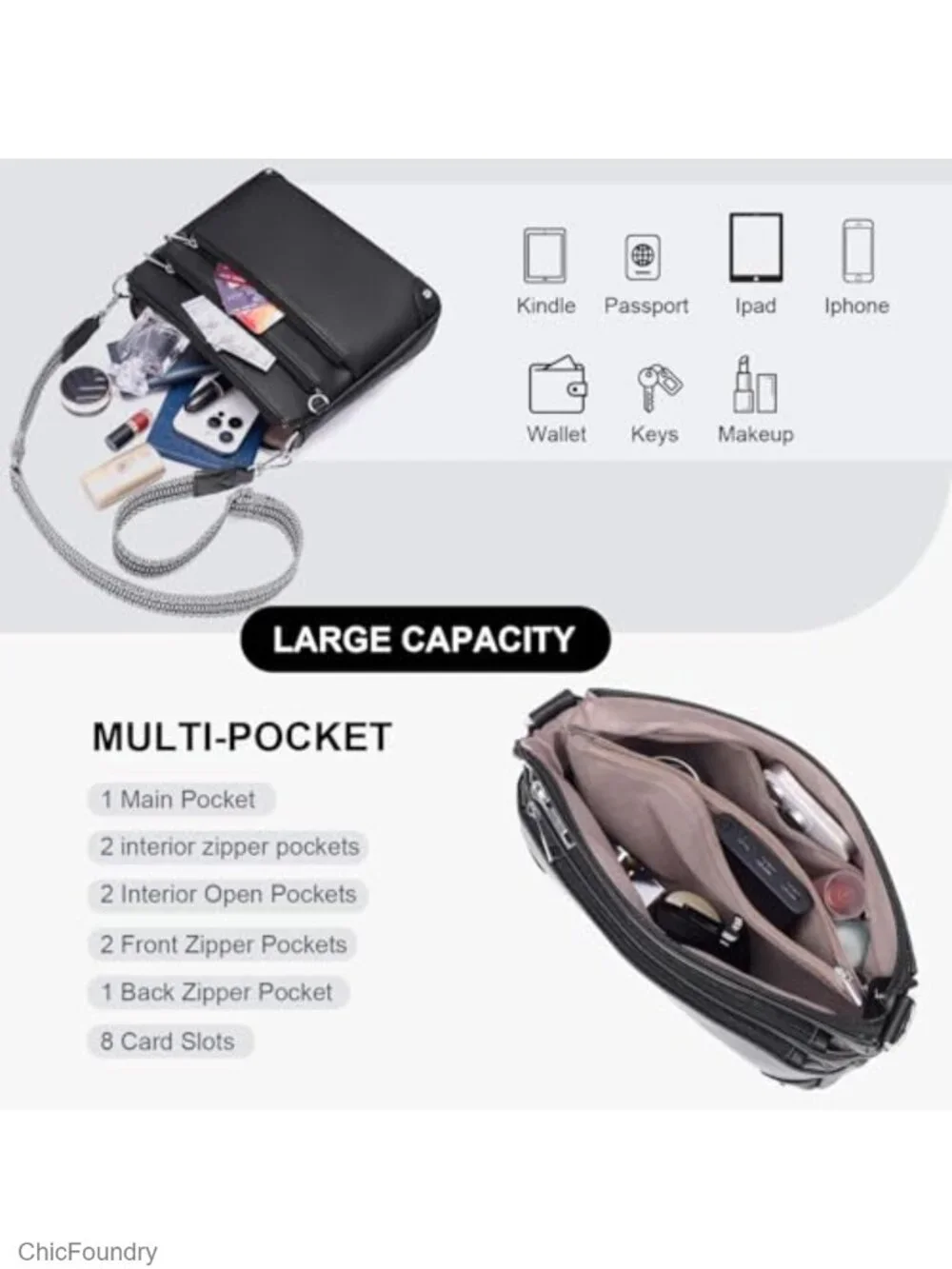 Crossbody Bag for Women with RFID Travel Purse Medium Shoulder Bag Adjustable